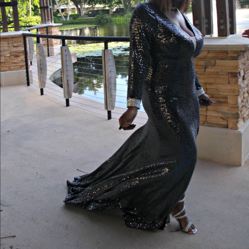 Black/Silver sequined gown